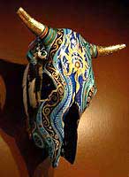 Painted Cow Skull